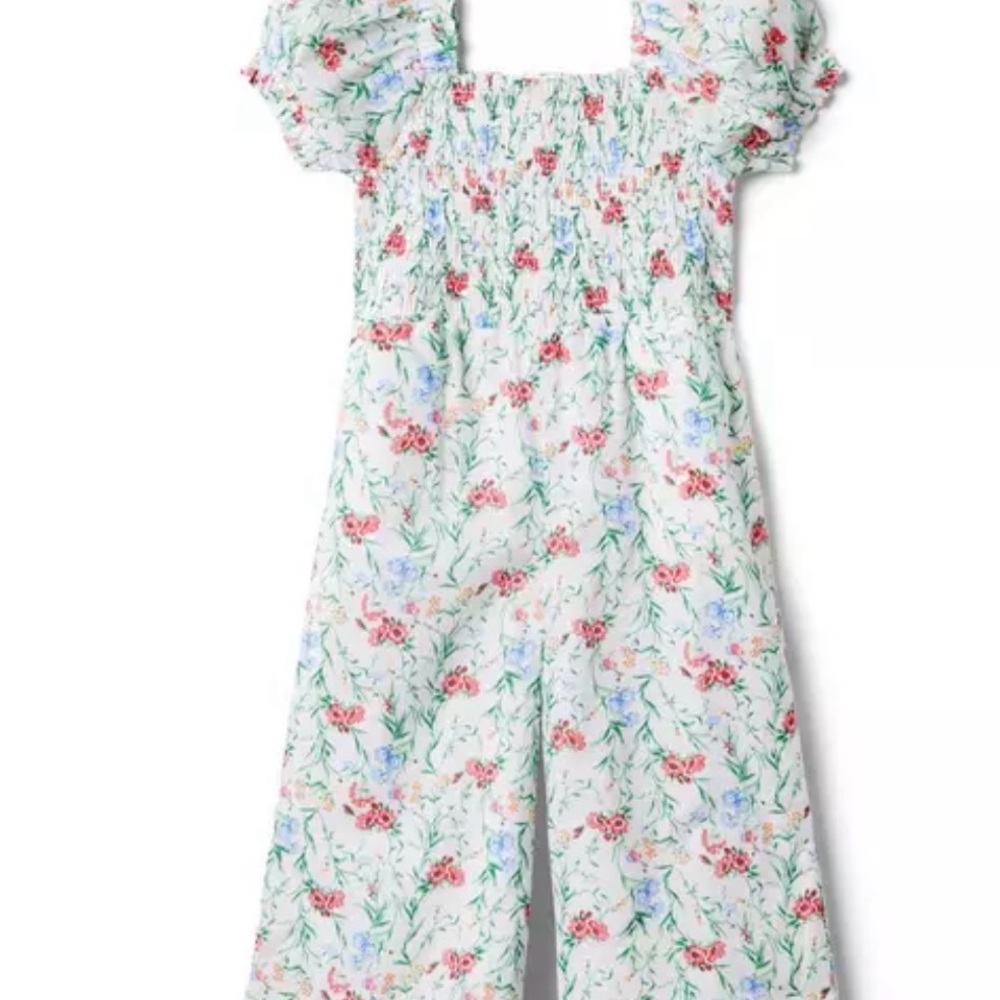 Janie and Jack Floral Jumpsuit - White and Pink